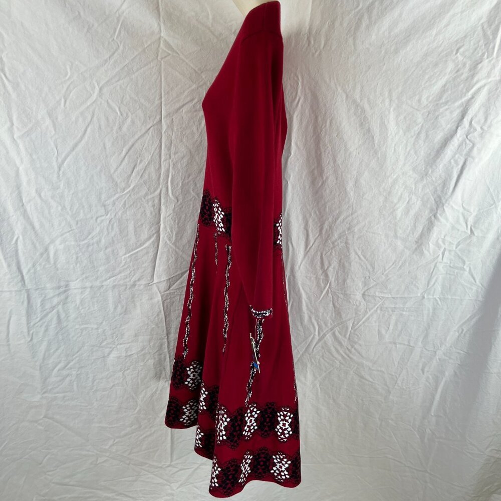 NWT Taylor Red A-Line Midi Sweater Dress $250 - Picture 10 of 15